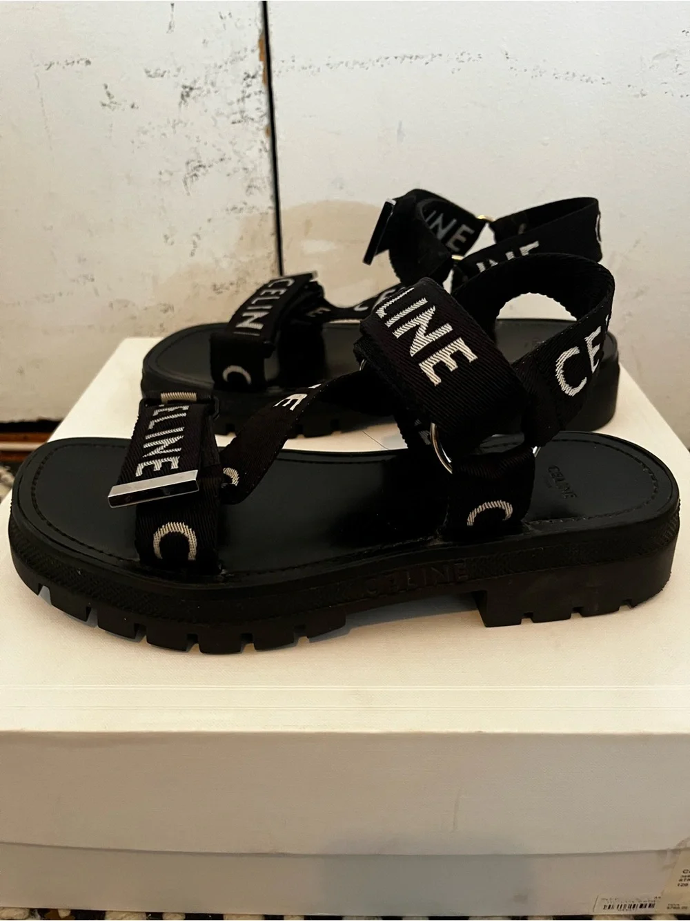 Celine Black Strappy Sandals